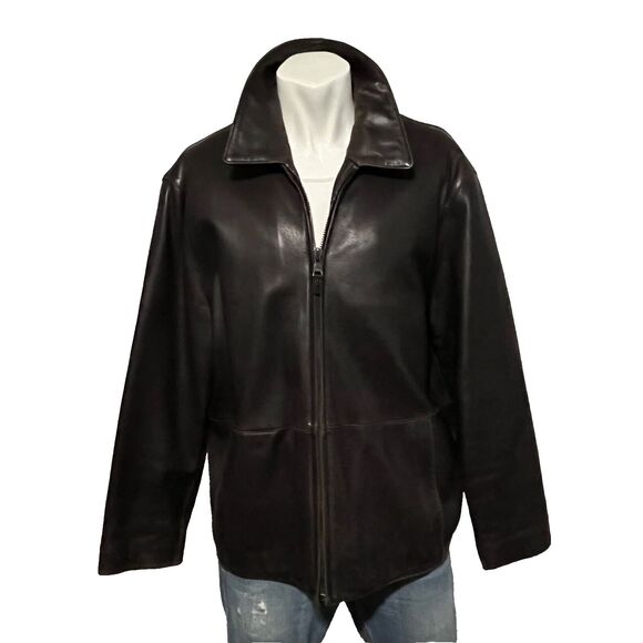 Marc New York Soft Lambs Leather Jacket Mens Quilt Lined Large - Picture 6 of 10